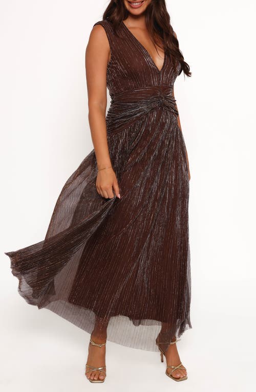 Petal And Pup Petal & Pup Cara Metallic Maxi Dress In Brown