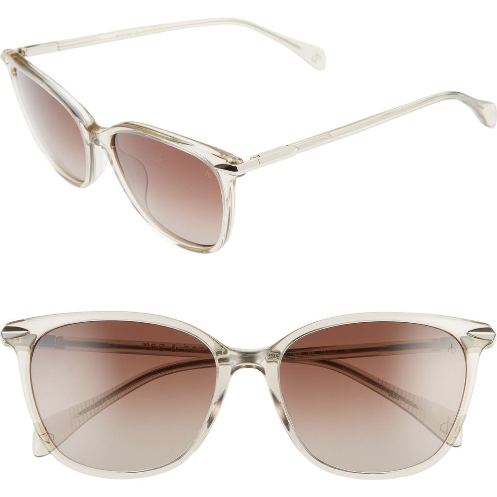 Rag & Bone 55mm Cat Eye Sunglasses In Crystal Green/ Brown