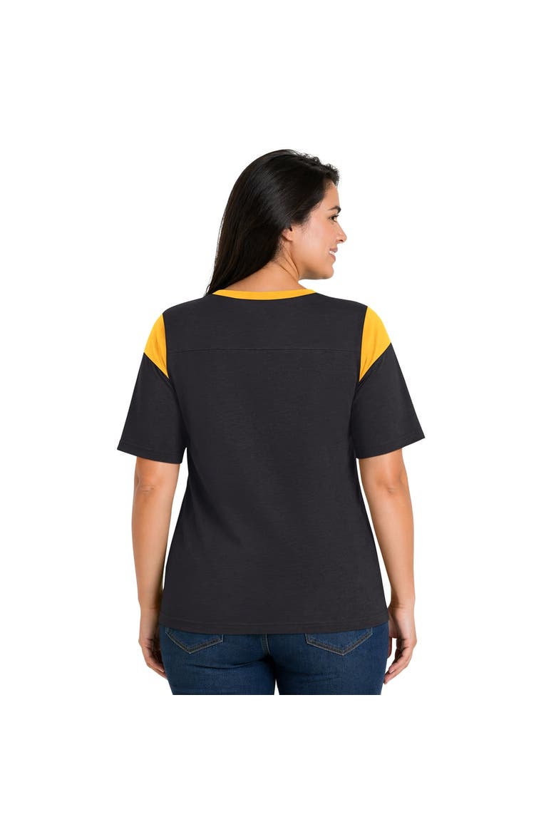 Women's Starter  Black Pittsburgh Steelers Plus Size Linebacker Slub T-Shirt, Alternate, color, Black