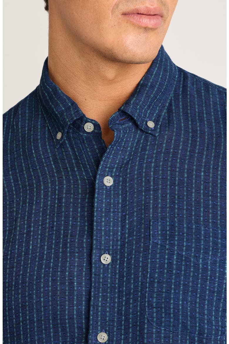 Slim Fit Striped Linen Shirt, Alternate, color, NAVY BLUE TRITON STRIPE LINEN