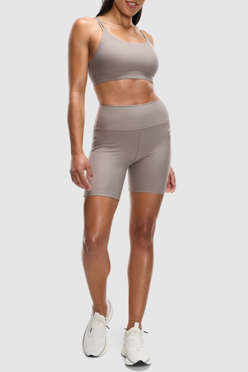 Peloton Cadent 7" High Rise Pocket Bike Short In Taupe Grey