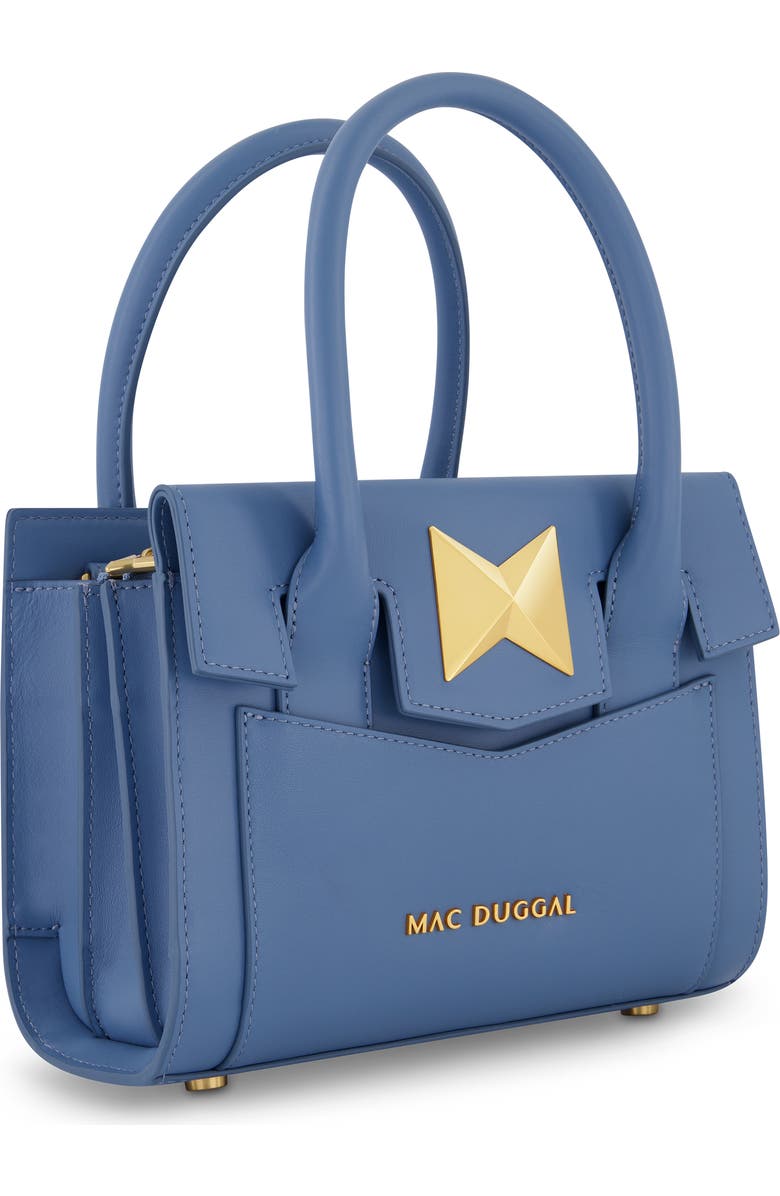 Mac Duggal Gold Plated Hardware Small Leather Tote Bag, Alternate, color, Twilight