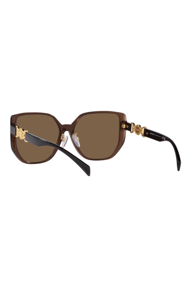58mm Irregular Sunglasses, Alternate, color, TRANSPARENT BROWN / DARK BROWN