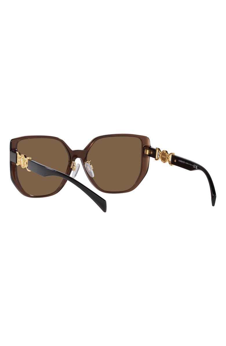 Versace 58mm Irregular Sunglasses, Alternate, color, Transparent Brown / Dark Brown
