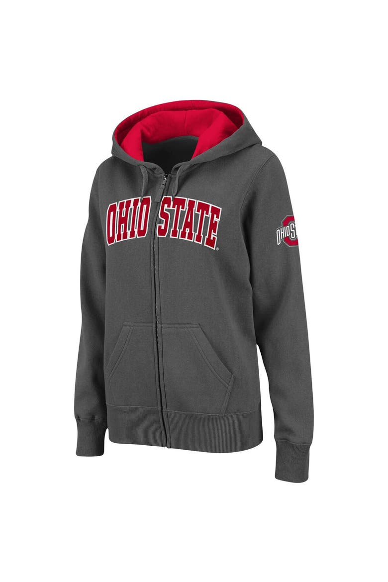 Women's Charcoal Ohio State Buckeyes Arched Name Full-Zip Hoodie, Alternate, color, Charcoal