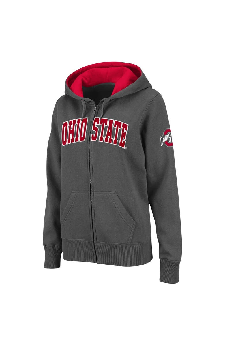 COLOSSEUM Women's Charcoal Ohio State Buckeyes Arched Name Full-Zip Hoodie, Alternate, color, Charcoal