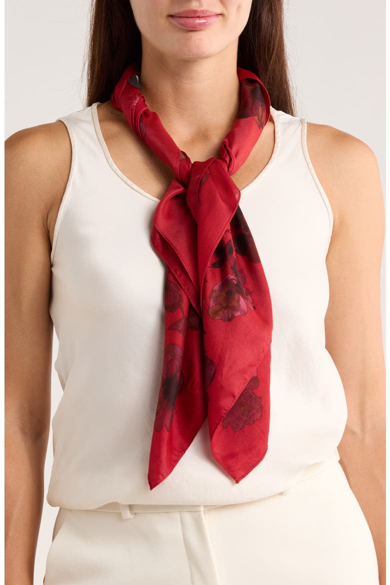 Floral Shadow Square Scarf, Main, color, WINE