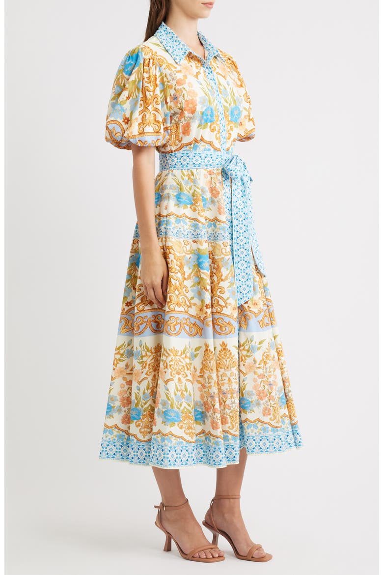 Print Cotton Midi Dress, Alternate, color, IVORY