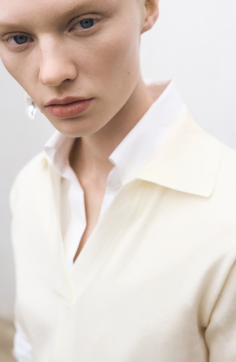 MANGO Short Sleeve Cotton & Wool Polo Sweater, Alternate, color,