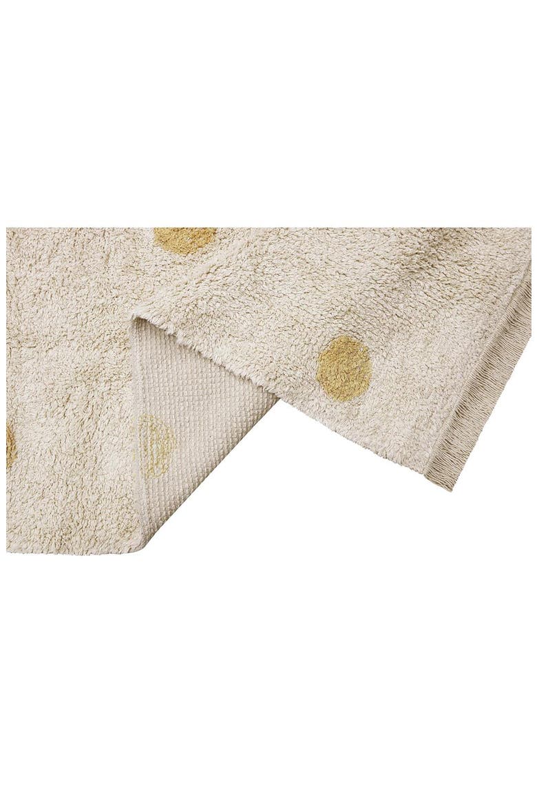 Polka Dot Fringe Trim Washable Cotton Blend Rug, Alternate, color, NATURAL