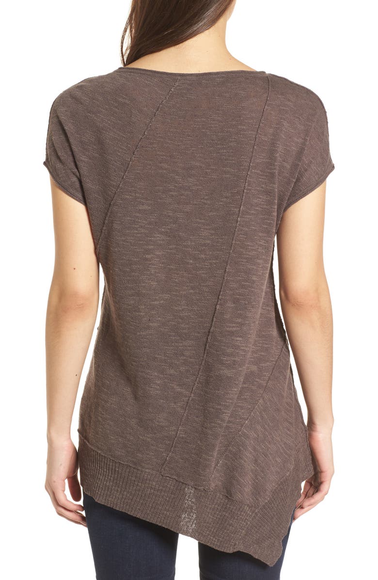 Eileen Fisher Cap Sleeve Organic Linen & Cotton Scoop Neck Top, Alternate, color,