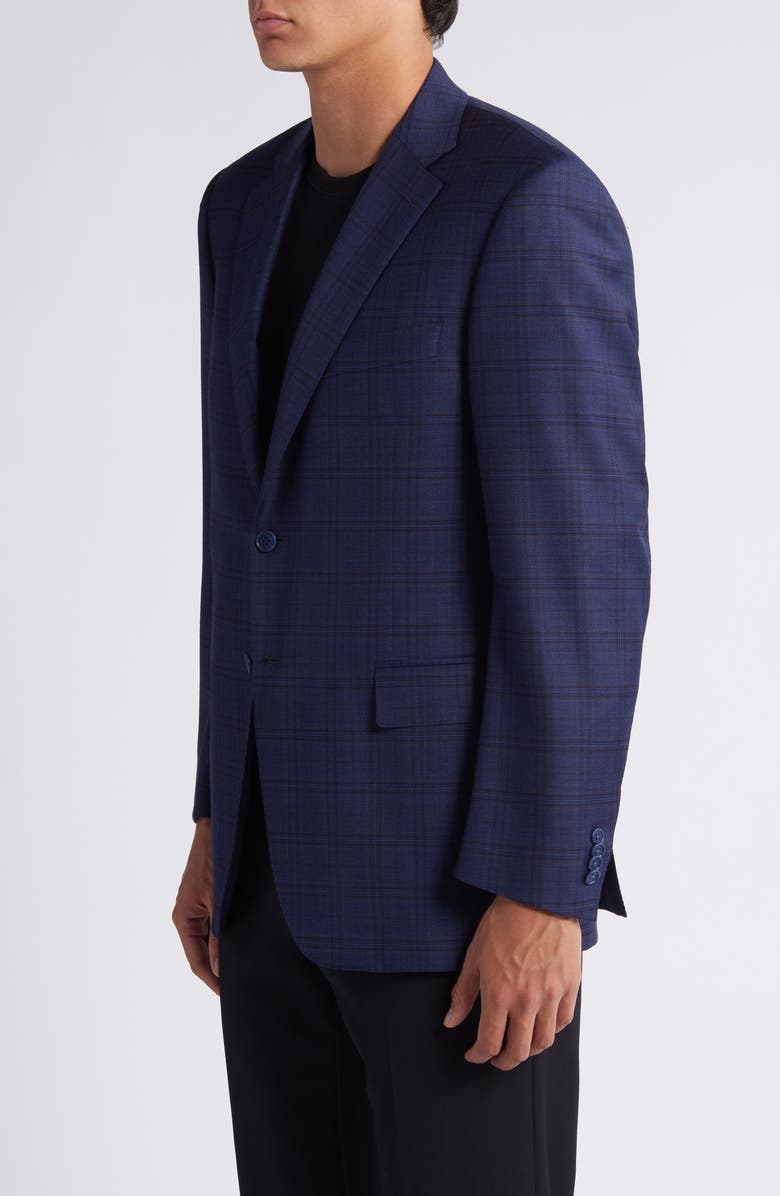 Canali Siena Regular Fit Plaid Wool Sport Coat, Alternate, color, Navy