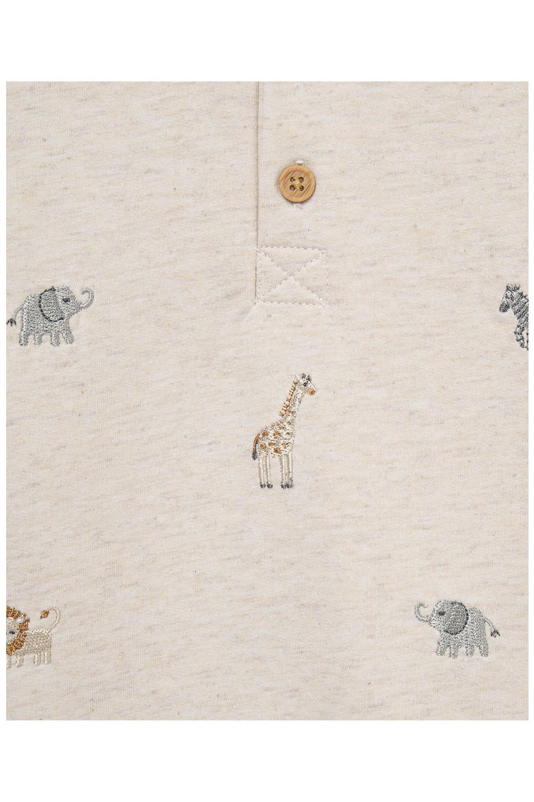 Safari Polo Romper & Socks Set, Alternate, color, OATMEAL