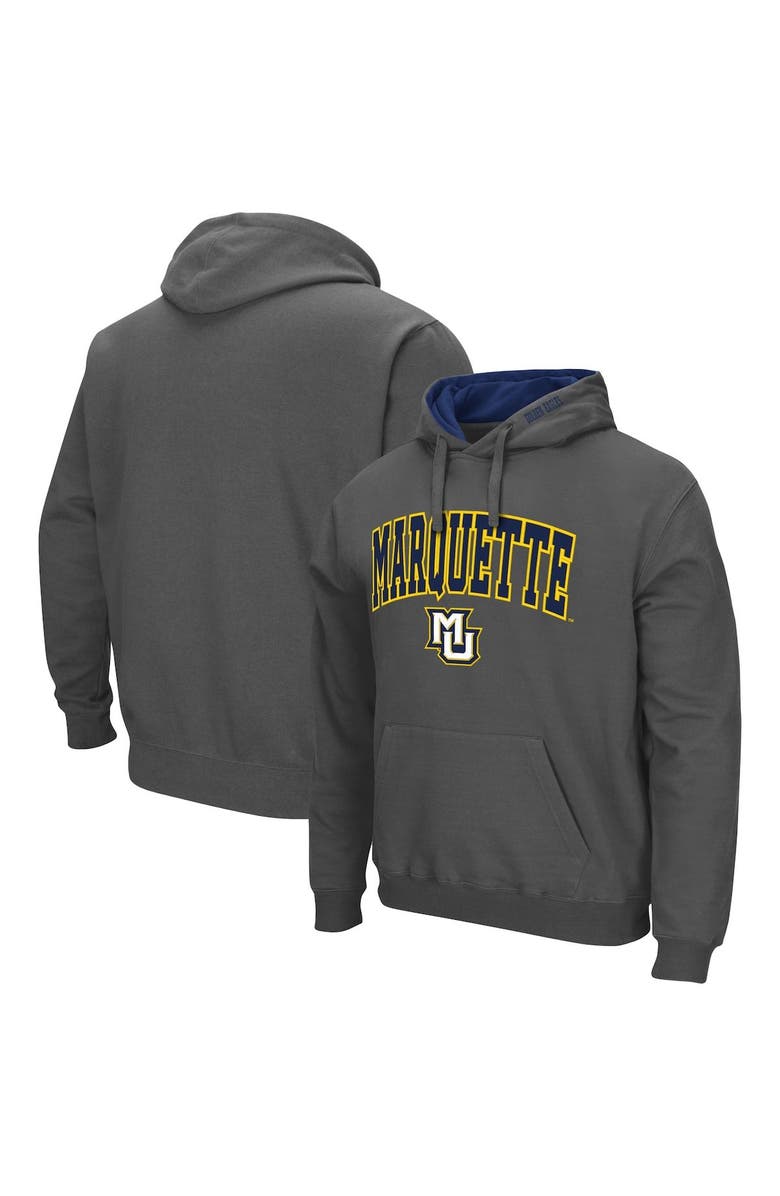 COLOSSEUM Men's Colosseum Charcoal Marquette Golden Eagles Arch and Logo Pullover Hoodie, Main, color, Charcoal