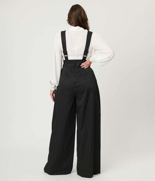 Unique Vintage Wide Leg Rochelle Suspender Pants In Black