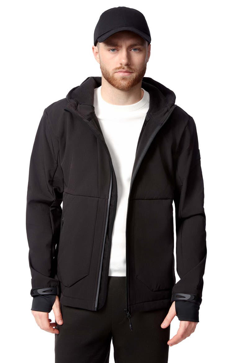 Tofino - Men's Fleece Lined Softshell Windbreaker, Main, color, BLACK