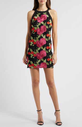 Sam Edelman Black Cherry Floral Embroidery Minidress