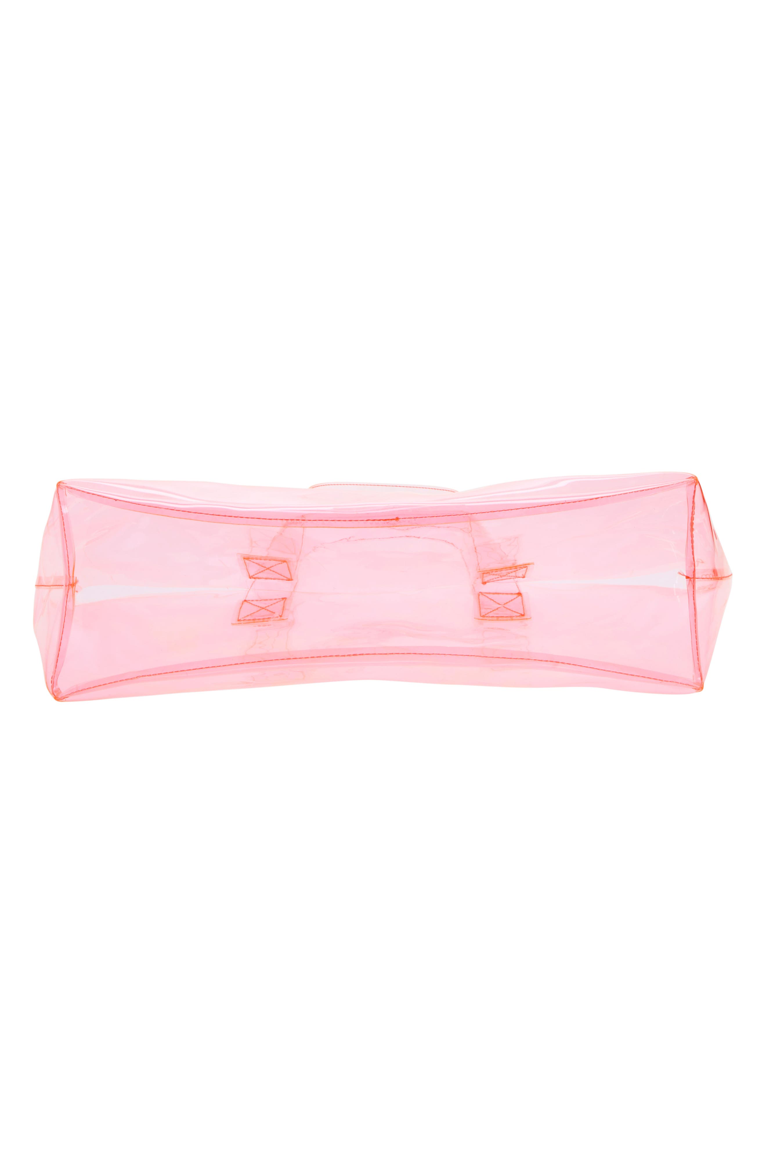 Large Clear Carryall Tote, Alternate, color, NEON PINK