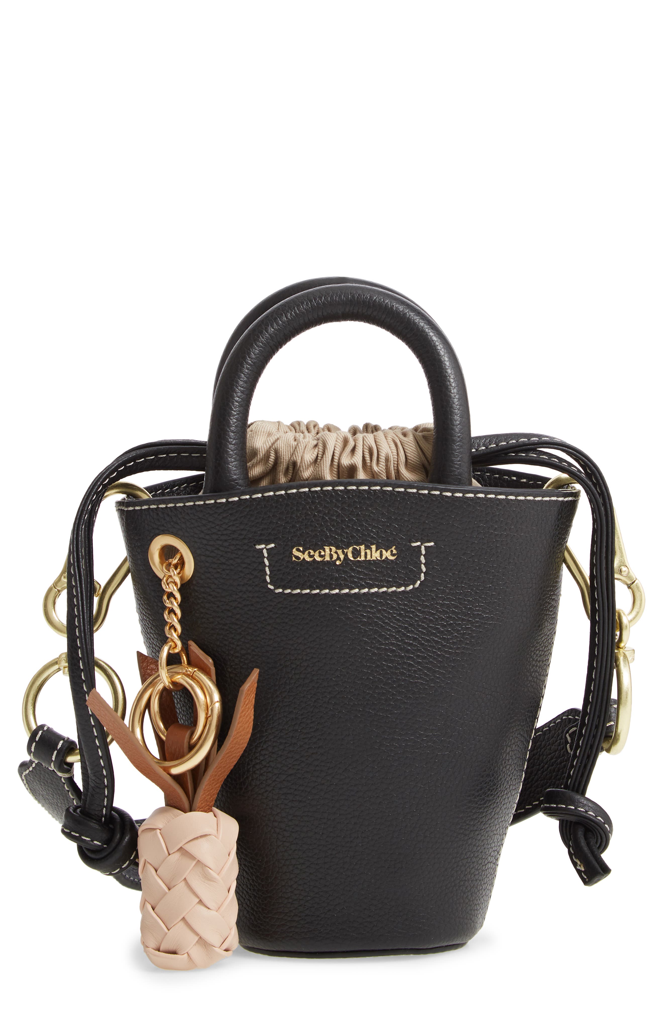 See by Chloé Mini Leather Bucket Bag, Main, color, 