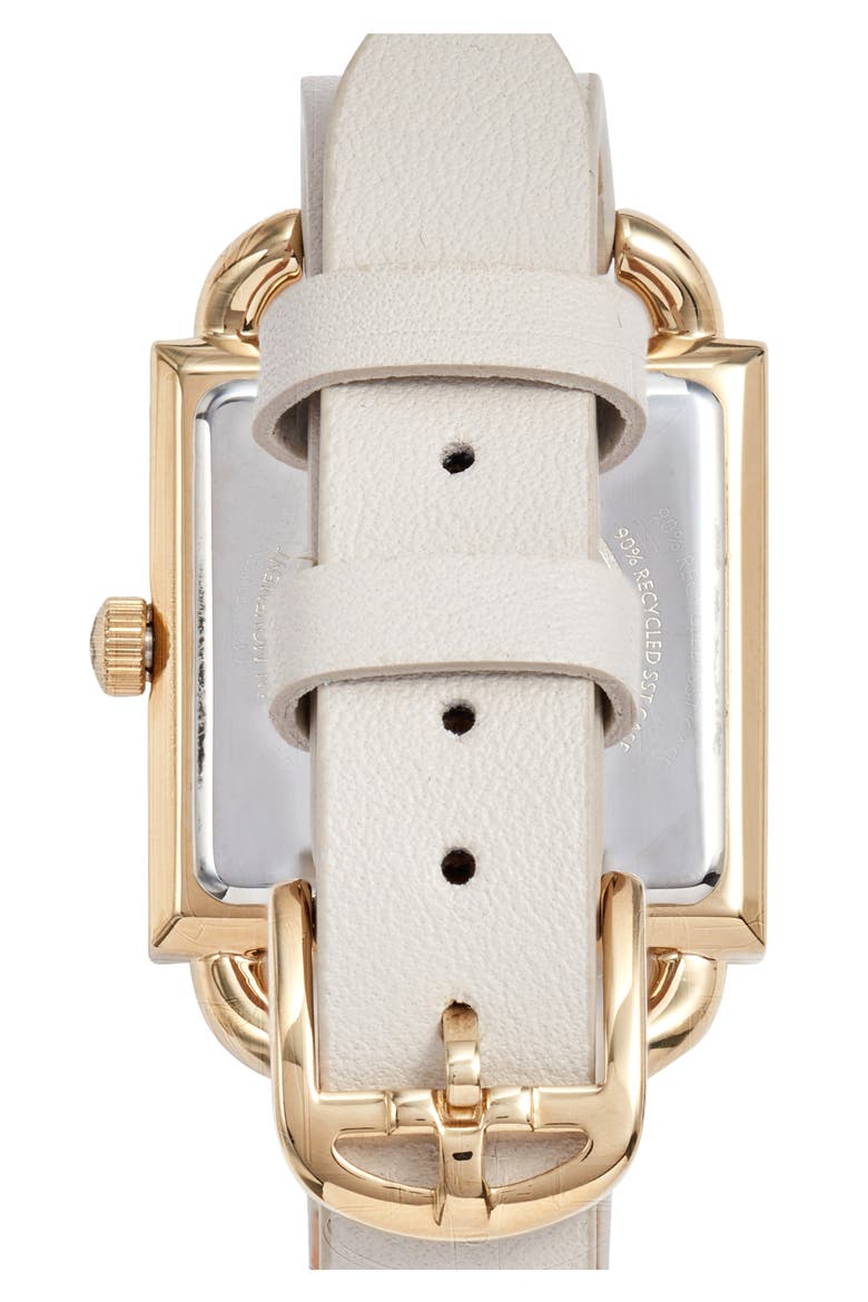 Taliah Bee Leather Strap Watch, 28mm, Alternate, color, GOLD/ MOP/ CREAM
