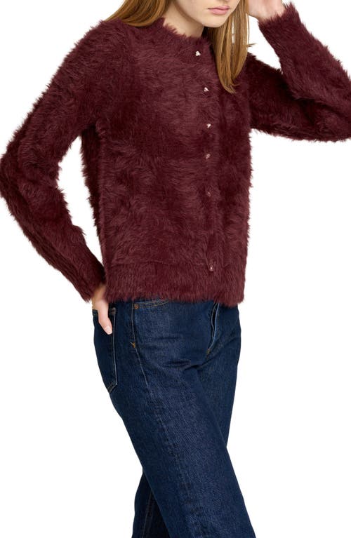 Wayf Kat Fuzzy Cardigan In Burgundy