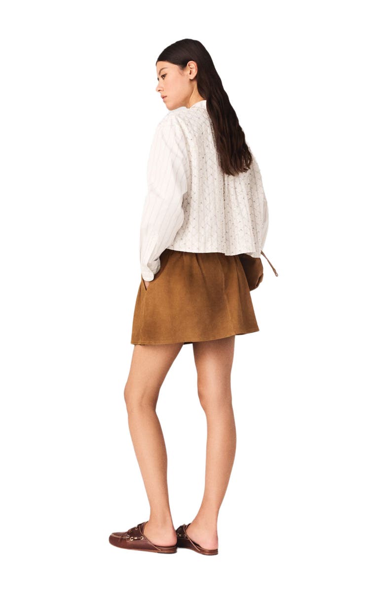 maje Beaded cropped shirt, Alternate, color, White