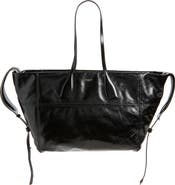 Balmain Track Shiny Leather Tote