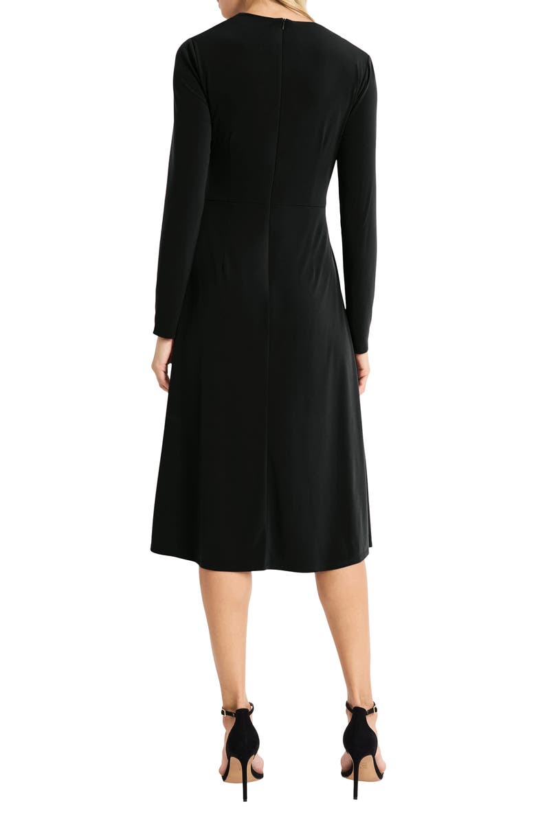 Maggy London High Neck Long Sleeve Sheath Midi Dress, Alternate, color, Black