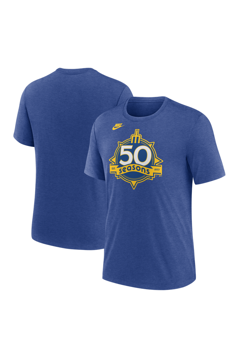 Men's Nike  Heather Royal Seattle Mariners 50th Season Tri-Blend T-Shirt, Main, color, Heather Royal