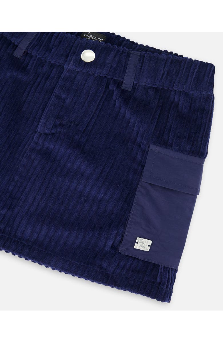 Deux par Deux Little Girl's Corduroy Cargo Pocket Skirt Navy, Alternate, color, 