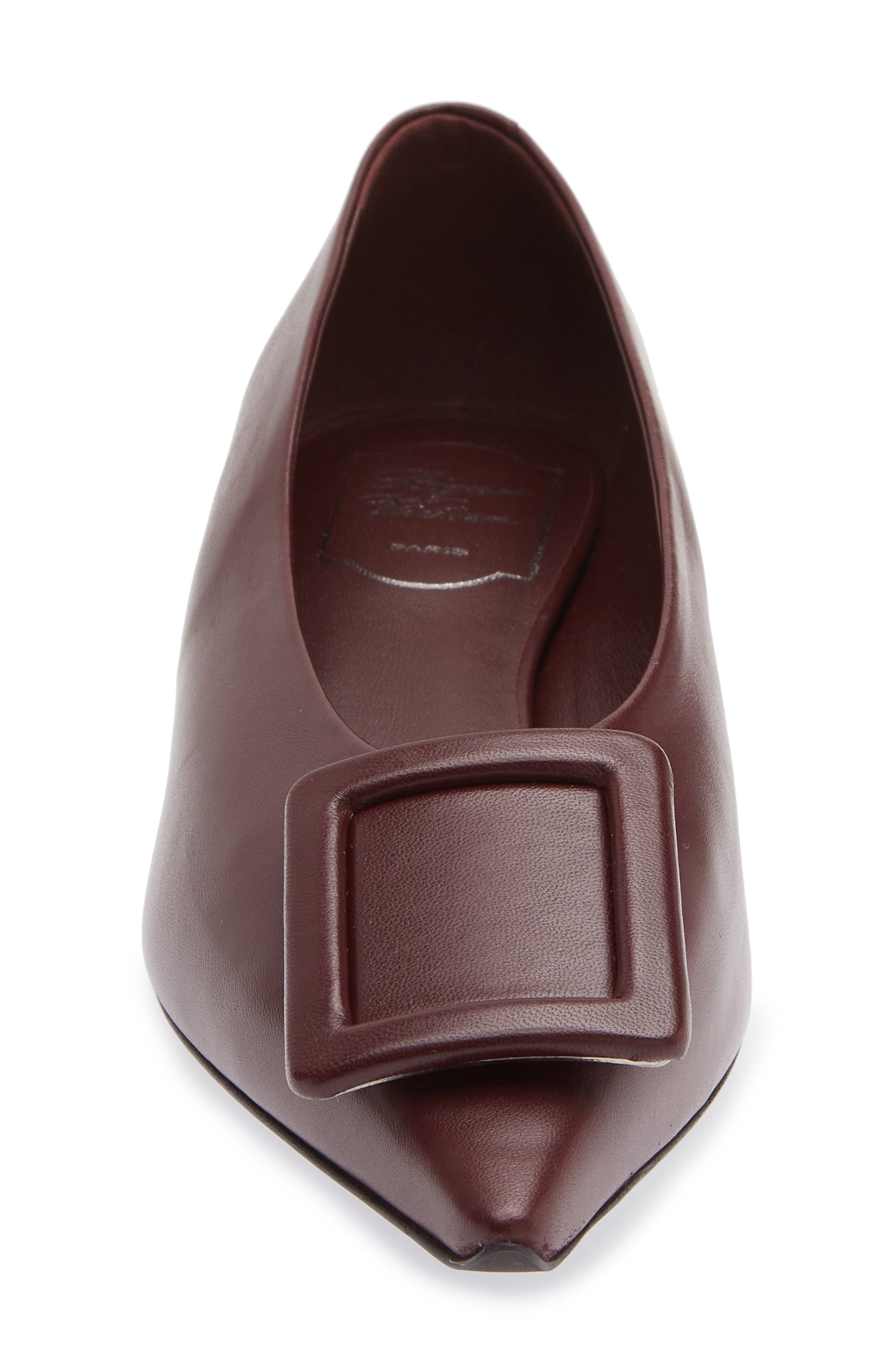 Covered Buckle Pointed Toe Leather Flat, Alternate, color, MOSTO MEDIO