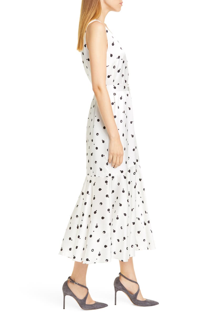 Rosetta Getty Bauhaus Dot Print Silk Charmeuse Midi Dress, Alternate, color,