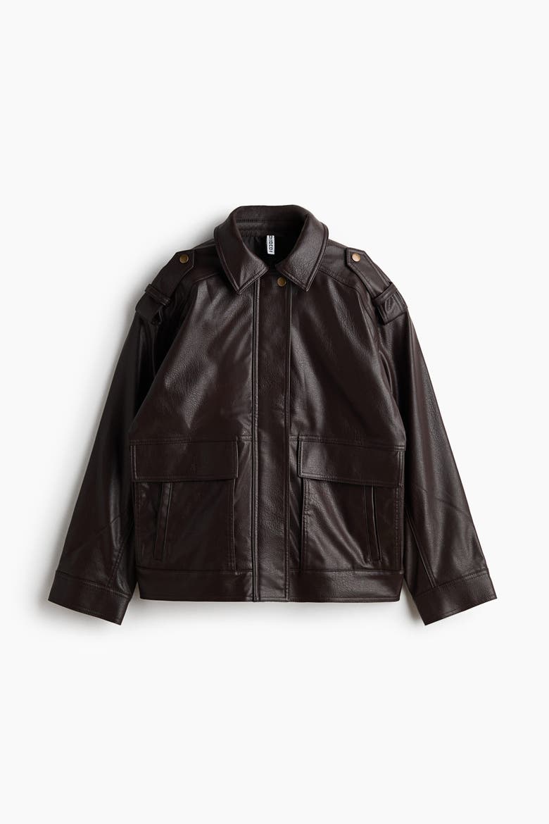 Coated Biker Jacket, Alternate, color, Dark brown
