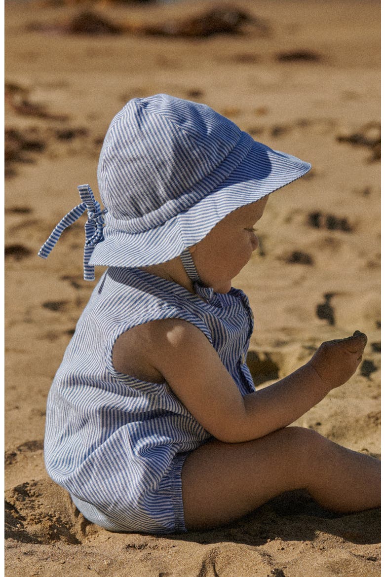 Cedar Organic Cotton & Linen Romper, Alternate, color, BLUE STRIPE
