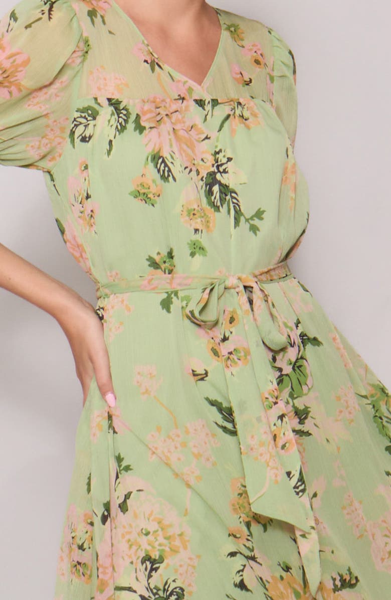 MELLODAY Puff Sleeve Tiered Midi Dress, Alternate, color, 
