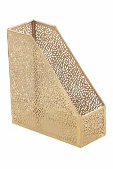 COSMO BY COSMOPOLITAN Goldtone Metal Glam Magazine Holder with Laser Carved Floral Design