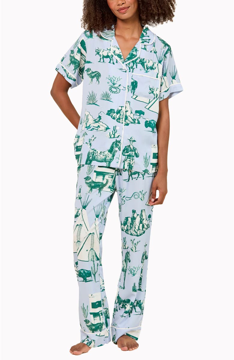 Katie Kime Marfa Toile Pants Set, Main, color, Light Blue