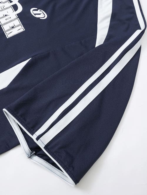 Aelfric Eden Contrast Color Stripe Soccer Jersey In Blue