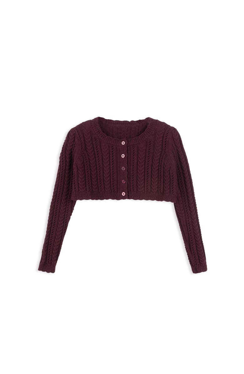 Ely's & Co. Looms Cable Pointelle Collection - Cardigan, Main, color, Wine