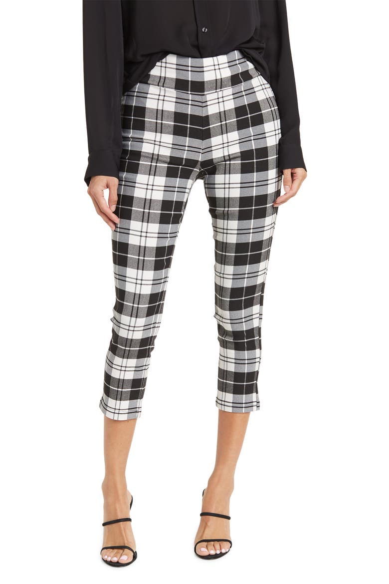 High Waist Capri, Main, color, WHT PLAID