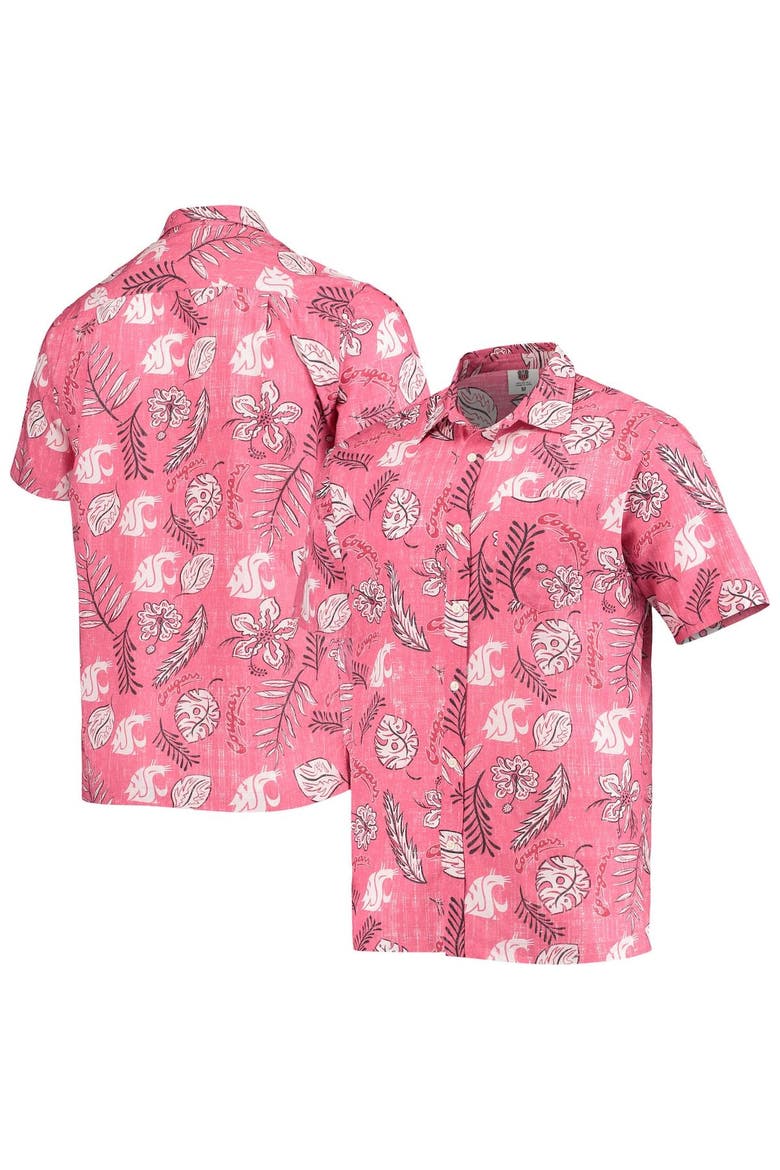 Men's Wes & Willy Crimson Washington State Cougars Vintage Floral Button-Up Shirt, Main, color, Crimson