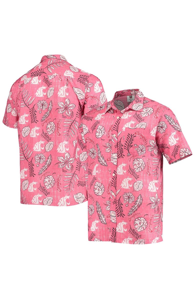 Wes & Willy Men's Wes & Willy Crimson Washington State Cougars Vintage Floral Button-Up Shirt, Main, color, 