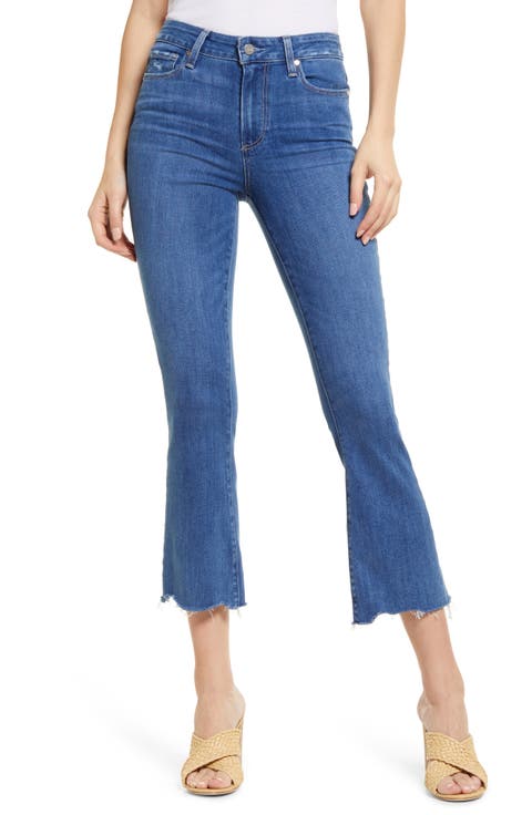 Colette High Waist Raw Hem Crop Flare Jeans (Juneau Distressed)