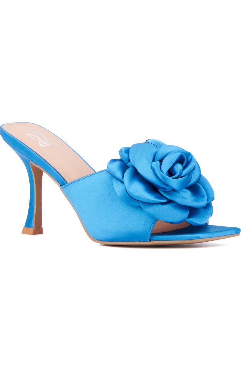 NEW YORK AND COMPANY Gardenia Flower Sandal, Main, color, Vivid Blue