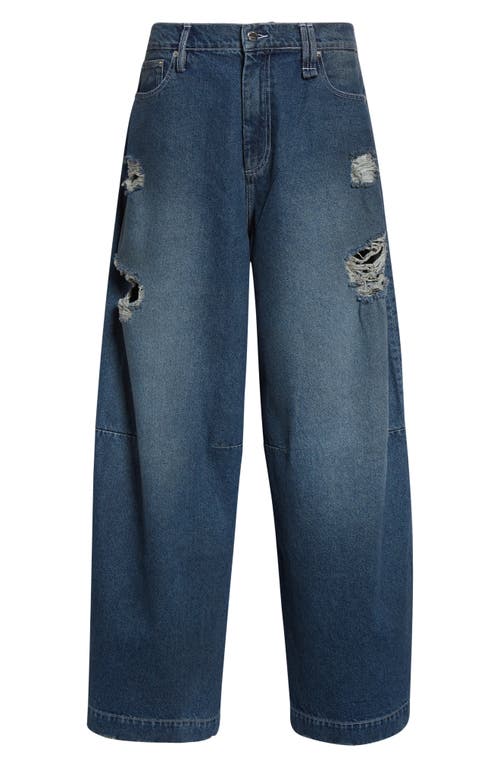 Simone Rocha Puddle Distressed Wide Leg Jeans In Blue
