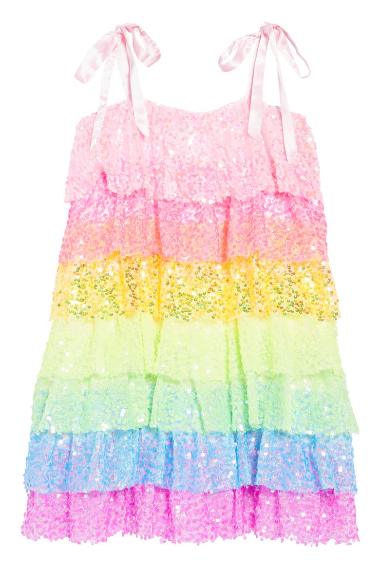 Neon Sequin Ruffle Dress, Main, color, MULTI