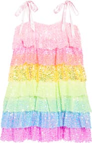 Lola + The Boys Neon Sequin Ruffle Dress