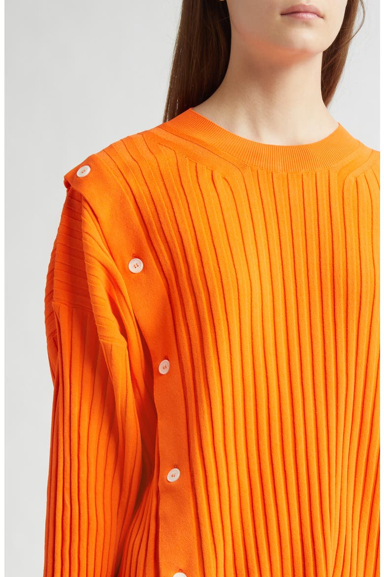 Button Detail Rib Crewneck Sweater, Alternate, color, SUNRISE ORANGE