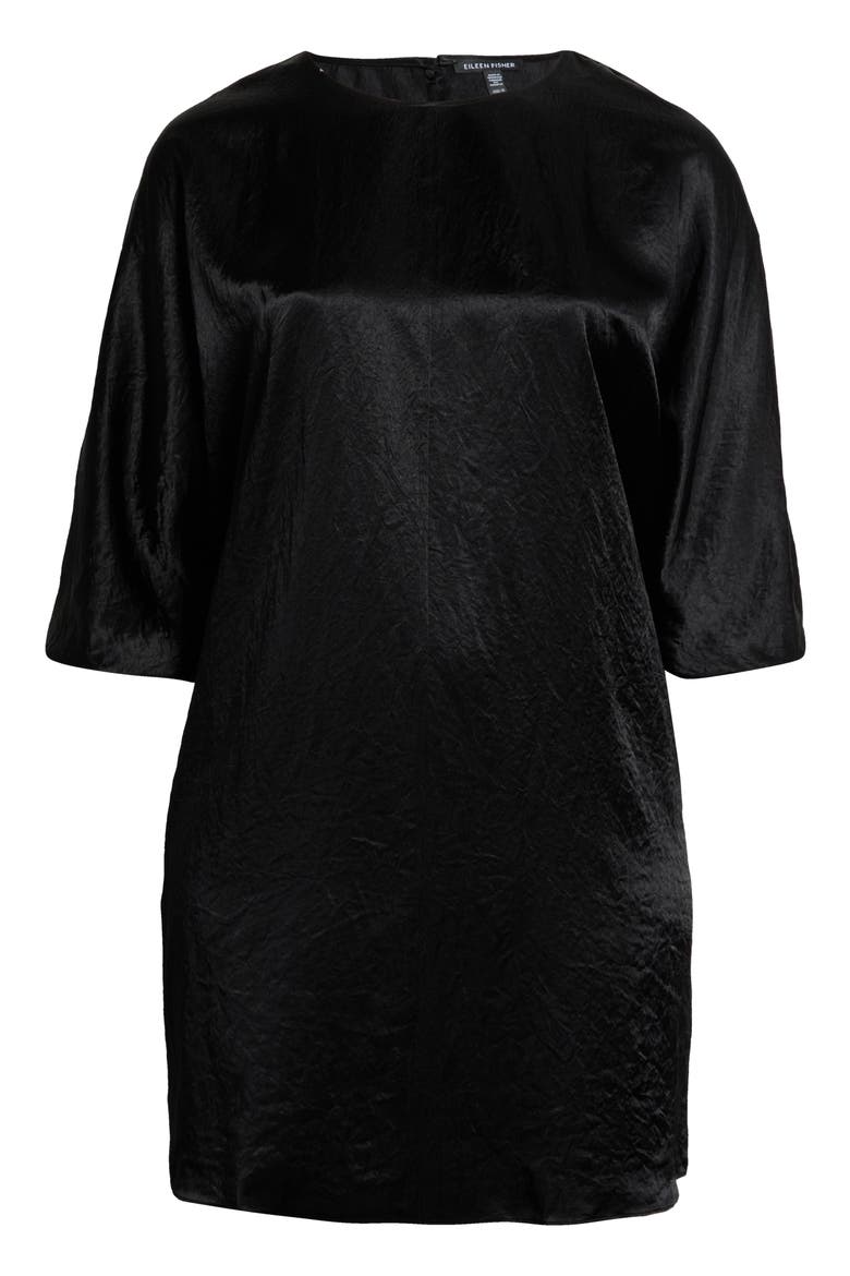 Crinkle Satin Dolman Sleeve Dress, Alternate, color, BLACK