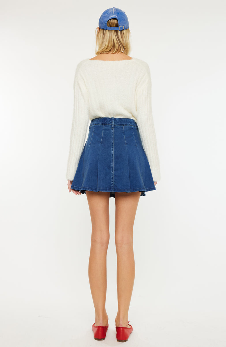 KanCan Sandy High Rise Pleated Mini Skort, Alternate, color, Dark Indigo